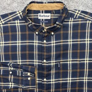 Barbour Highland Check 20 shirt men's XXL tailored fit blue plaid outdoor preppy